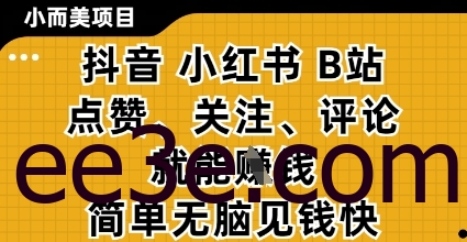 小而美的项目，抖音小红书B站视频点赞、关注、评论就能挣钱，简单无脑立见收益，妥妥的零网络用语项目【揭秘】