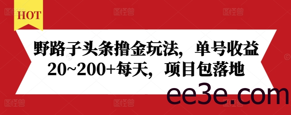 野路子头条网络用语金玩法，单号收益20~200+每天，项目包落地